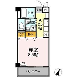 シュクレ大船 1Kの間取図画像