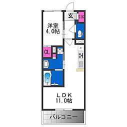 THEPHOERMETENNOJIEAST 1LDKの間取図画像