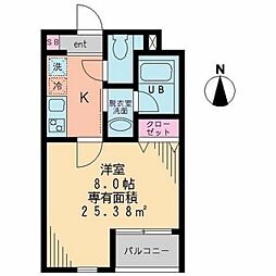 ダンディライオンIII 3階1Kの間取り