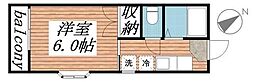 コスギハイツ1 1Kの間取図画像