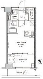 プラウドフラット渋谷富ヶ谷 2階1LDKの間取り