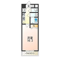 アスティオン三国ケ丘 1Kの間取図画像