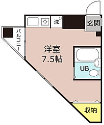 石倉トライアングルビル ワンルームの間取図画像