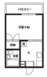 ファミーユ池田 1Kの間取図画像