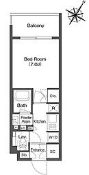 ミリアレジデンス日本橋人形町 12階1Kの間取り