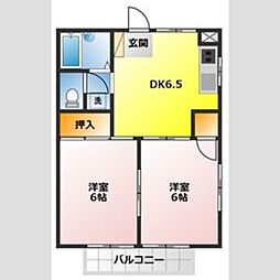 ロイヤルハイツB 2DKの間取図画像