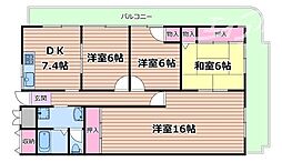 ローレルハイツ千里3号棟 4DKの間取図画像