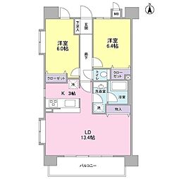 クレフォート大森 10階2LDKの間取り