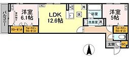 セレスティア西加平 2LDKの間取図画像