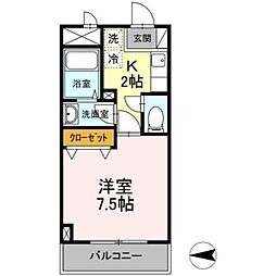 リブイル 3階1Kの間取り