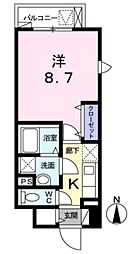 都営大江戸線 新江古田駅 徒歩12分の賃貸マンション 4階1Kの間取り