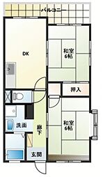 メゾン多摩 6階2DKの間取り