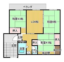 立川柏町団地9号棟 3DKの間取図画像