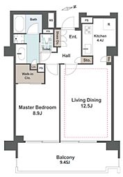 パークコート元麻布ヒルトップレジデンス 5階1LDKの間取り