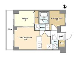 オーガスタレジデンス大森 9階1SLDKの間取り