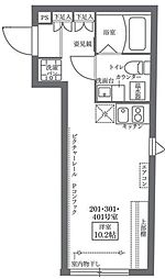 COCOCUBE北千住 ワンルームの間取図画像