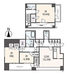 グランドメゾン府中若松町 4階3LDKの間取り