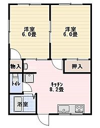 シティハイムハロー 2DKの間取図画像