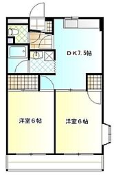 サンモール調布 2DKの間取図画像