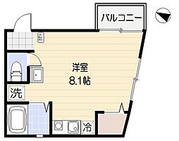 コルティーレ十条 2階ワンルームの間取り