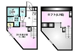 RIZEST TI 2階ワンルームの間取り