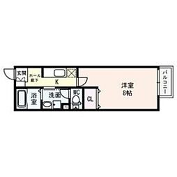セゾングレース 1Kの間取図画像