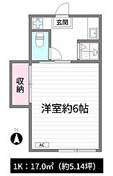 後閑薗 1Kの間取図画像