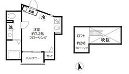 ヌーヴォープリエール 3階ワンルームの間取り