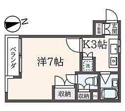 レティシア 1Kの間取図画像