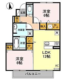 サニーサイド聖蹟1 2LDKの間取図画像