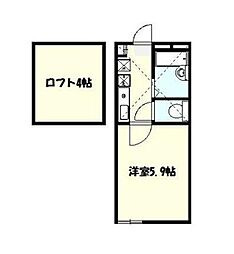 グロリア溝の口 1Kの間取図画像