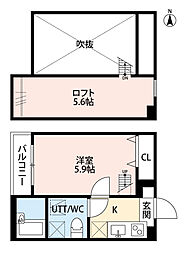 Ferris座間 1Kの間取図画像
