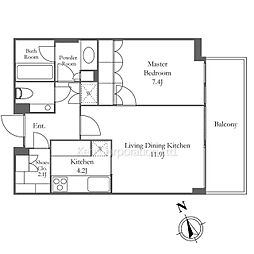 虎ノ門ヒルズ　レジデンシャルタワー 25階1LDKの間取り