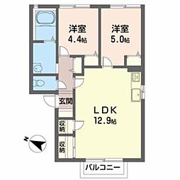 ガーデンハイツ・古谷E 2LDKの間取図画像