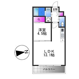 プレシオ森之宮 1LDKの間取図画像