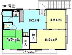 コーポ馬淵 3DKの間取図画像