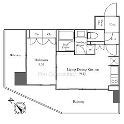 ライオンズアイル渋谷松濤 1LDKの間取図画像