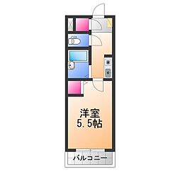 パークサイド八幡 1Kの間取図画像