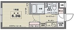 COCOCUBEFUTABA 1Kの間取図画像