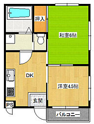 レジダンスイン新狭山 2DKの間取図画像