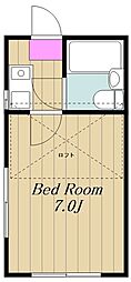 ベルメゾン町田 2階1Kの間取り