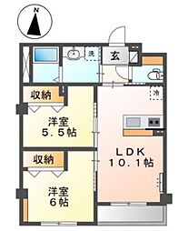 メゾンボヌールA 2LDKの間取図画像