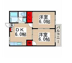 フォーブル道野辺B 2DKの間取図画像