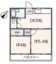 ファミリー永山 2DKの間取図画像
