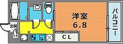リブリ・スカイブルー　ライズ 3階1Kの間取り