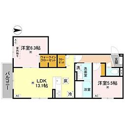 RETOLA小綱 2LDKの間取図画像
