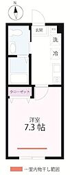 QUIET CRAB HOUSE IL MONTE D号棟 1Kの間取図画像