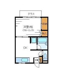 さつきハイツ 1DKの間取図画像