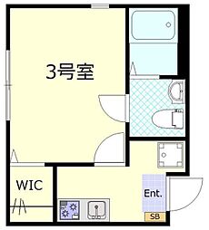 CSスクエア 2階1Kの間取り