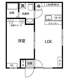 ステート 1階1LDKの間取り